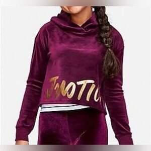 💥Justice Velvet Cropped Hoodie Purple 18/20